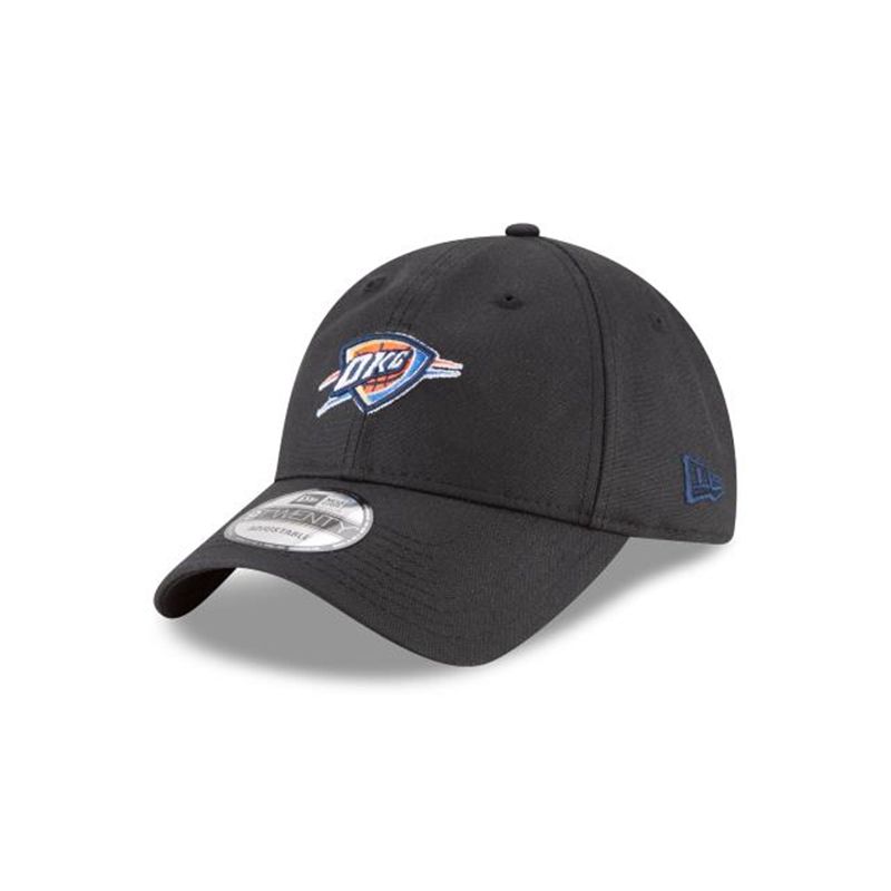 NBA Oklahoma City Thunder Waxed Canvas 9Twenty Adjustable (EHW6009) - Black New Era Caps